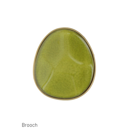 BROCHE DE ACERO CON PIEDRA COLOREADA