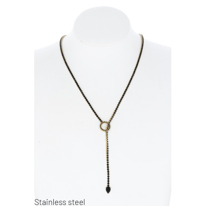 COLLAR LARGO CON STRASS PASANDO POR UNA ANILLA