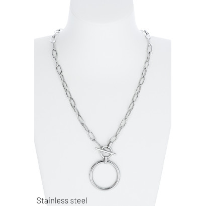 COLLAR GRANDES ENLACE EN ACERO, CIERRE FRONTAL