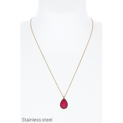 STAINL.STEEL NECKLACE WITH DROP SHAPE, RESIN