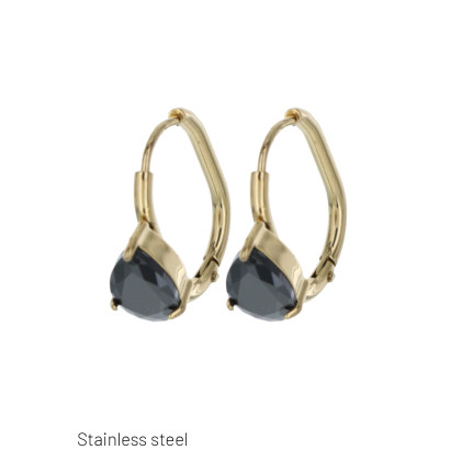 PENDIE. EN ACERO, PERLAS FACETADAS FORMA DE GOTA