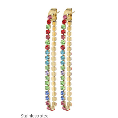PENDIENTES DE ACERO FLECOS EN CADENA, ESTRAS