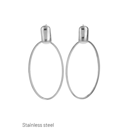 STEEL EARRINGS OVAL SHAPE PENDANT