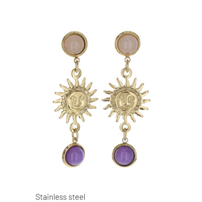 PENDIENTES DE ACERO, SOL & PERLAS