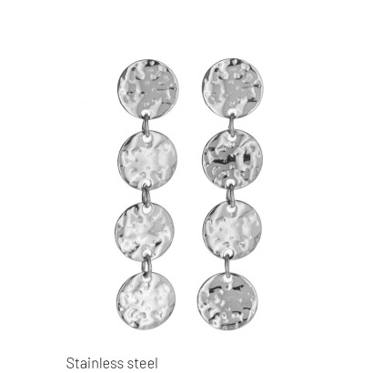 BOUCLE D'OREILLE EN ACIER AVEC PENDENTIF ROND