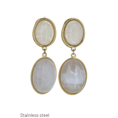 STEEL EARRINGS OVAL SHAPE PENDANT
