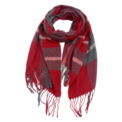 WOVEN SCARF WITH STRIPES PRINTED & FRINGES