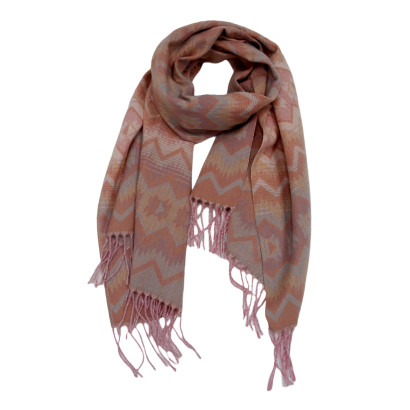 ÉCHARPE TISSÉE AVEC FORME GEOMETRIQUE & FRANGES