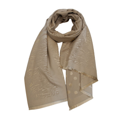 WOVEN SCARF ANIMAL PRINT AND DOTS
