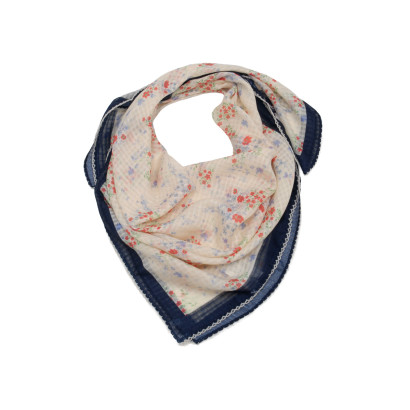 SQUARE SCARF WITH FLOWERS PATTERN