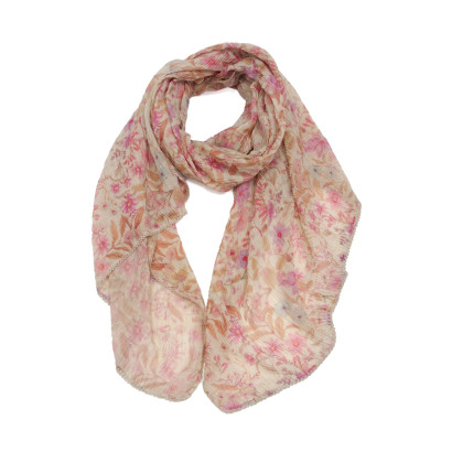FOULARD PLISSÉ IMPRESSION FLEURS