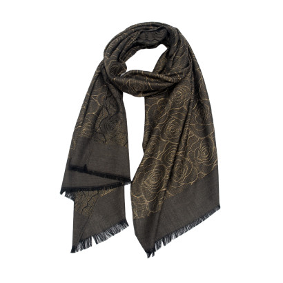 WOVEN SCARF WITH FLORAL PRINT AND LUREX