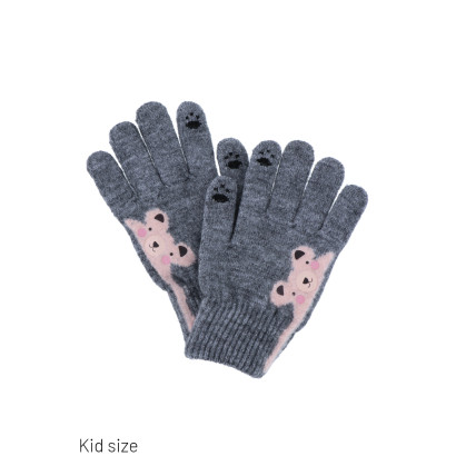 GUANTES DE PUNTO PARA NIÑOS CON OSITO DE PELUCHE