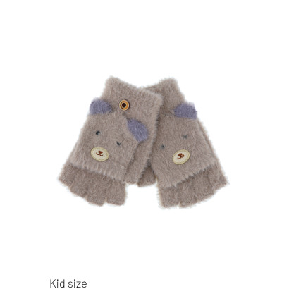 KIDS KNITTED MITTENS WITH TEDDY BEAR