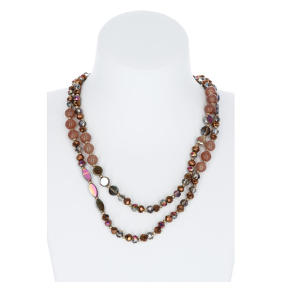 MULTI-RIJEN KETTING MET FACETKRALEN