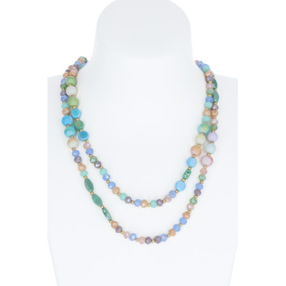 MULTI-RIJEN KETTING MET FACETKRALEN
