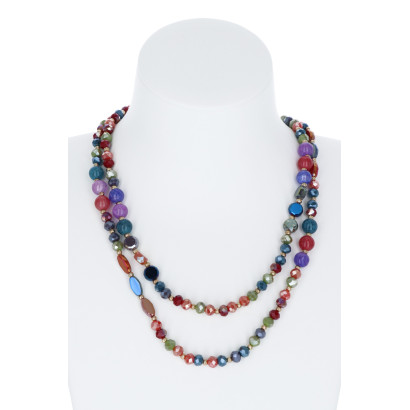 MULTI-RIJEN KETTING MET FACETKRALEN