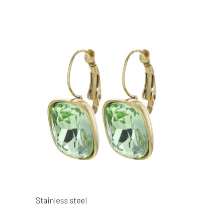 STEEL PADLOCK EARRING, RECTANG SHAPE & RHINESTONES