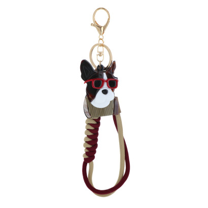 KEYRING WITH DOG, SUNGLASSES AND TASSEL