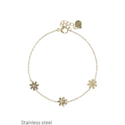 STAINLESS STEEL BRACELET WITH FLOWER PENDANT