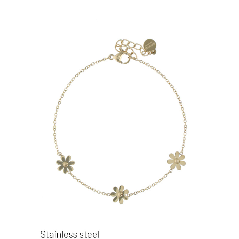 STAINLESS STEEL BRACELET WITH FLOWER PENDANT
