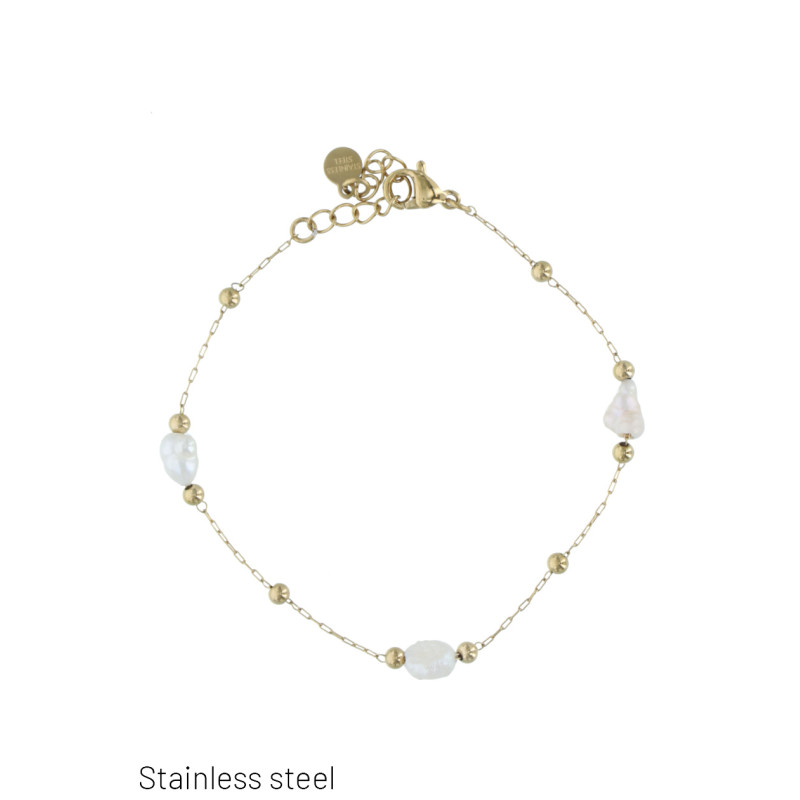 PULSERA DE ACERO CON PERLAS