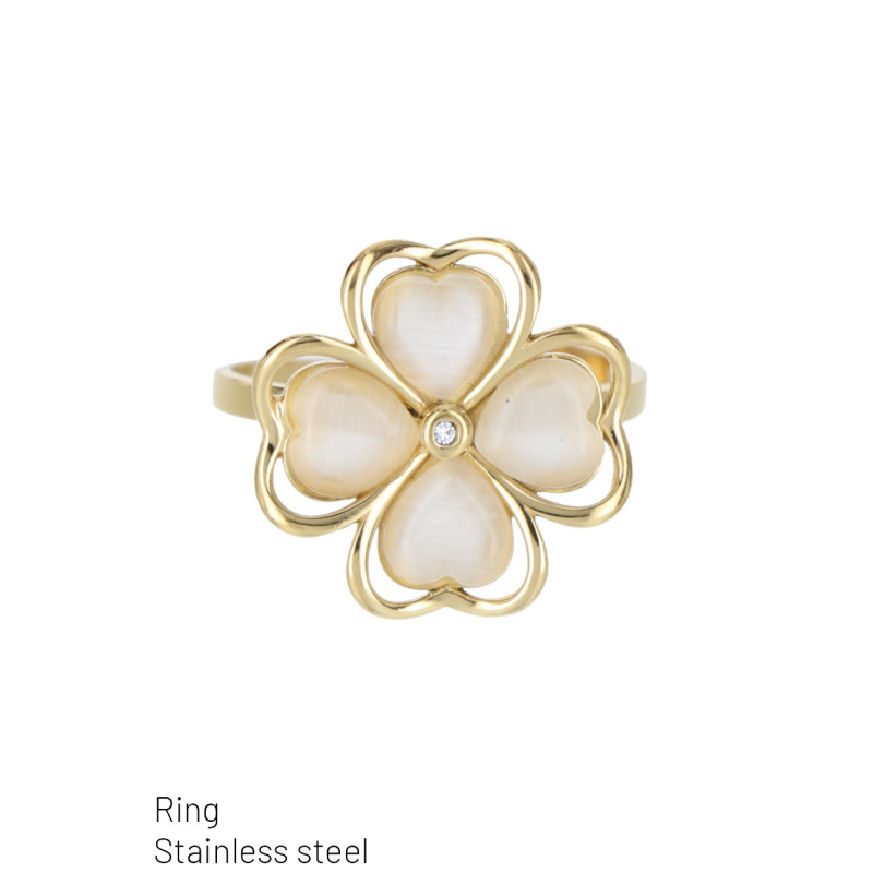 STAAL RING MET BLOEM