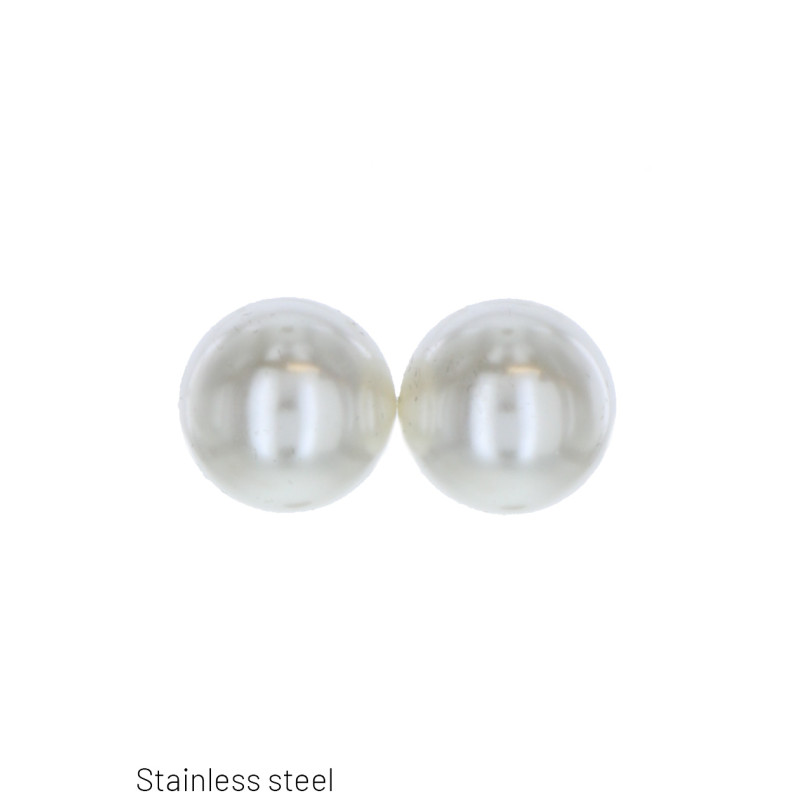 BOUCLES D'OREILLES EN ACIER AVEC PERLE