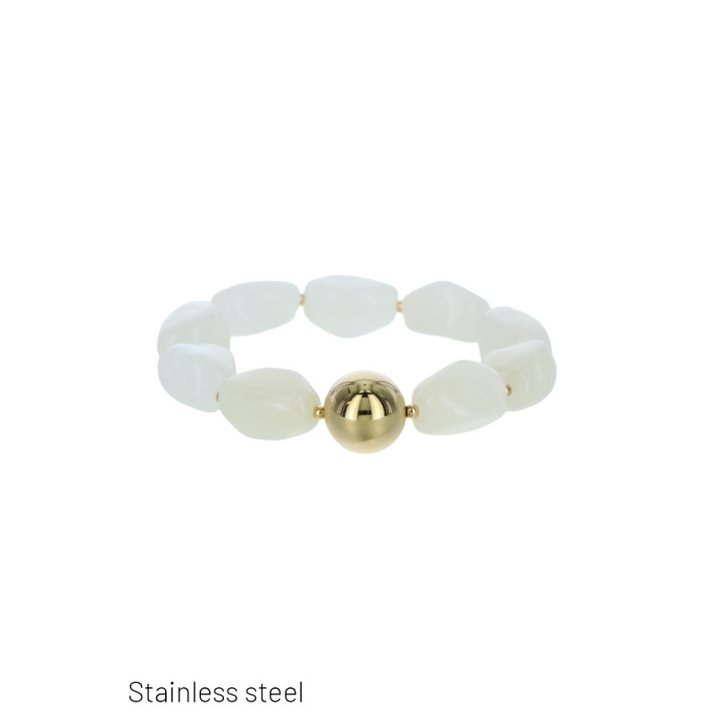 BRACELET ELASTIQUE AVEC PERLES EN RÉSINE ET ACIER