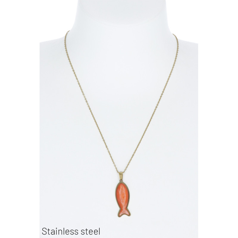 STAL KETTING MET VIS HANGER IN HARS
