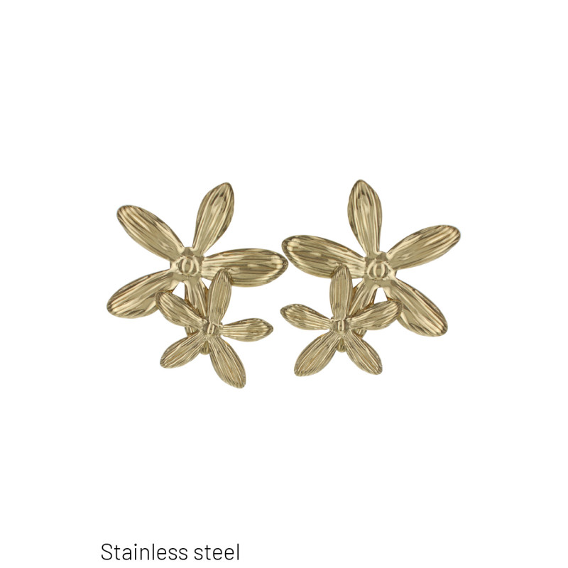 BOUCLES D'OREILLES ACIER FORME FLEURS