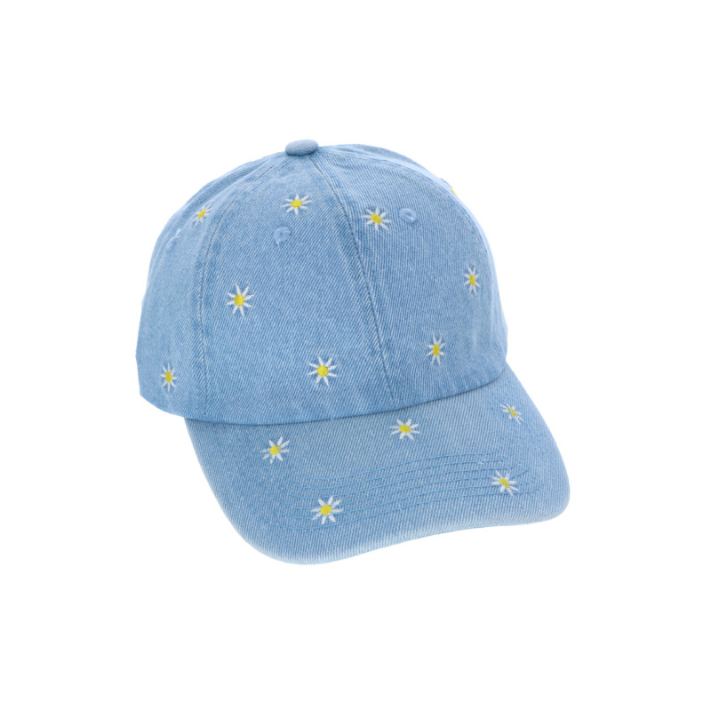 PET IN DENIM MET BLOEM GEBORDUURD