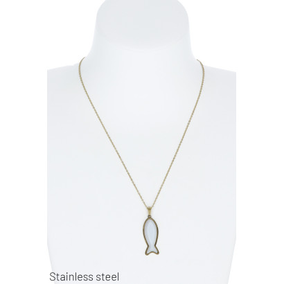 STAL KETTING MET VIS HANGER IN HARS