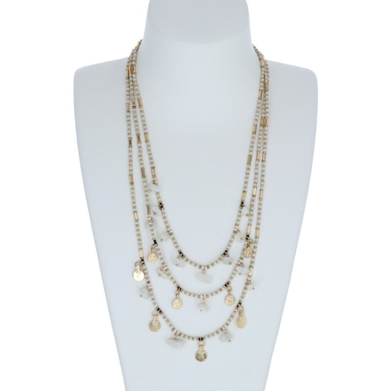 3 ROWS NECKLACE MULTIBEADS