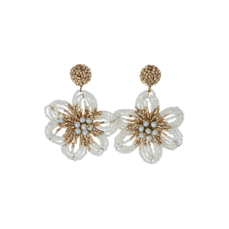 BOUCLES D'OREILLES, FORME DE FLEUR ET PERLE