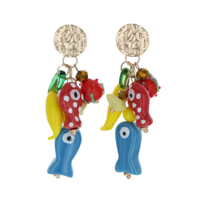 BOUCLES D'OREILLES AVEC PENDANTEIF FORME POISSON