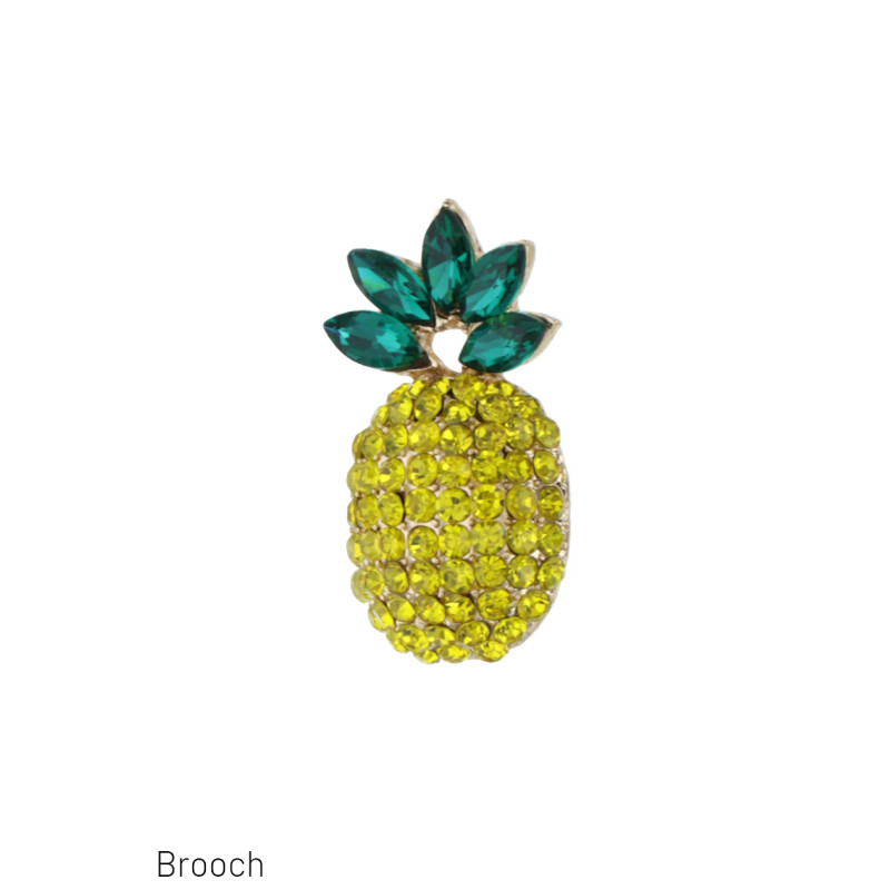 BROOCH PINEAPPLE SHAPE WITH RHINESTONES