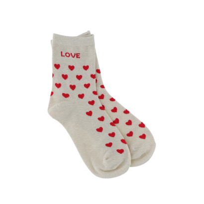 CALCETINES CON LUREX Y LOVE Y ESTAMPADO CORAZÛN
