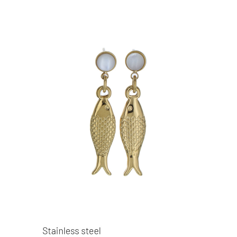 B.O. STAIN. STL CAT EYE FISH PENDANT
