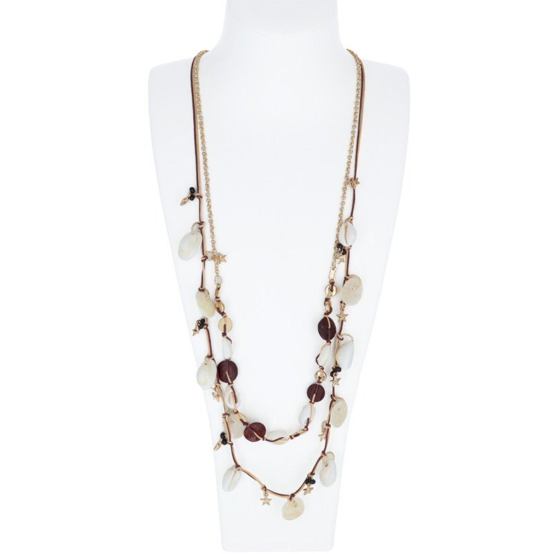 COLLIER A CORDE AVEC COQUILLAGES & TOILES DE MER