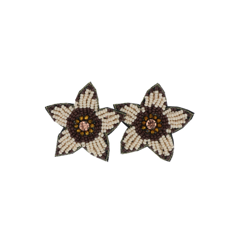 BOUCLES D'OREILLES FORME DE FLEUR, STRASS