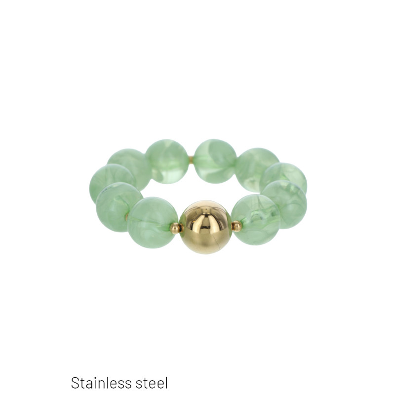 BRACELET ELASTIQUE AVEC PERLES EN RÉSINE ET ACIER