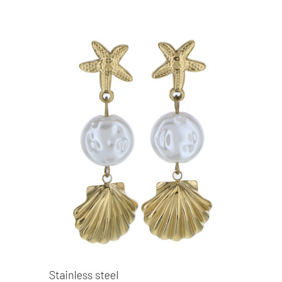 B.O. ACIER ETOILE DE MER PENDENTIF COQUILLAGE