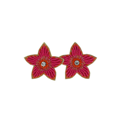 BOUCLES D'OREILLES FORME DE FLEUR, STRASS