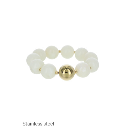BRACELET ELASTIQUE AVEC PERLES EN RÉSINE ET ACIER