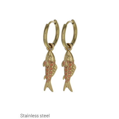 CREOLES EN ACIER AVEC PENDENTIF POISSON