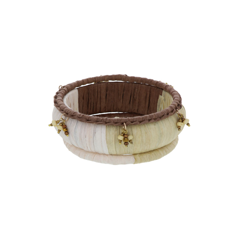 BRACELET RECOUVERT AVEC RAPHIA ET PERLES