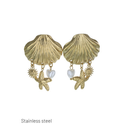 B.O. STAINL. STL SHELL SHAPE WITH MULTI CHARMS