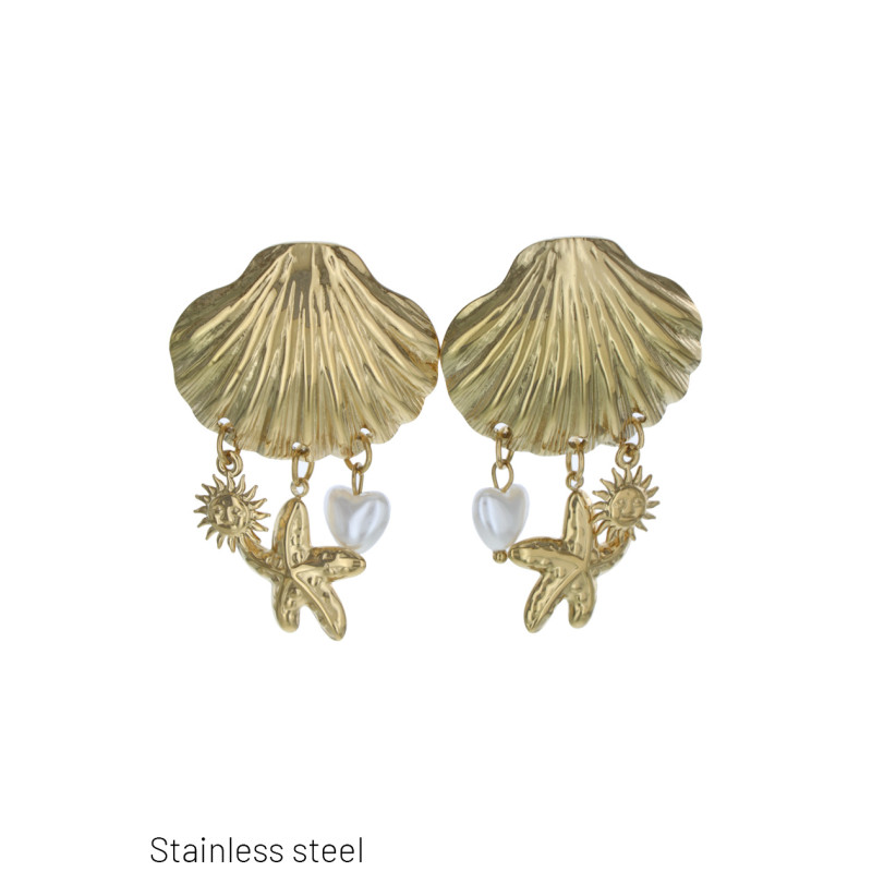 B.O. STAINL. STL SHELL SHAPE WITH MULTI CHARMS