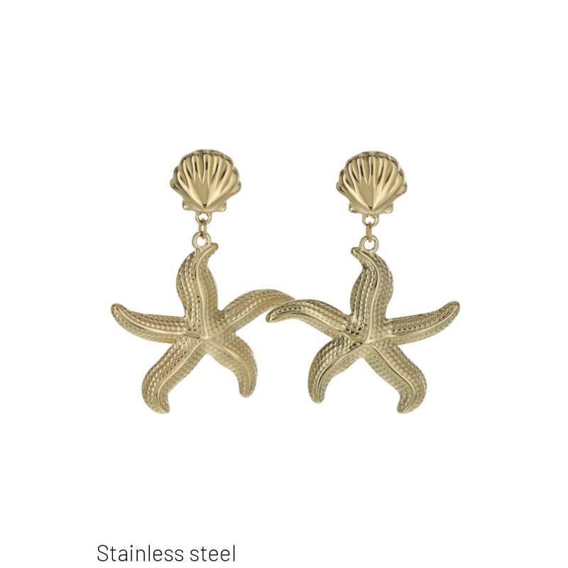 B.O. ACIER FORME COQUILLAGE PENDENTIF CORAIL